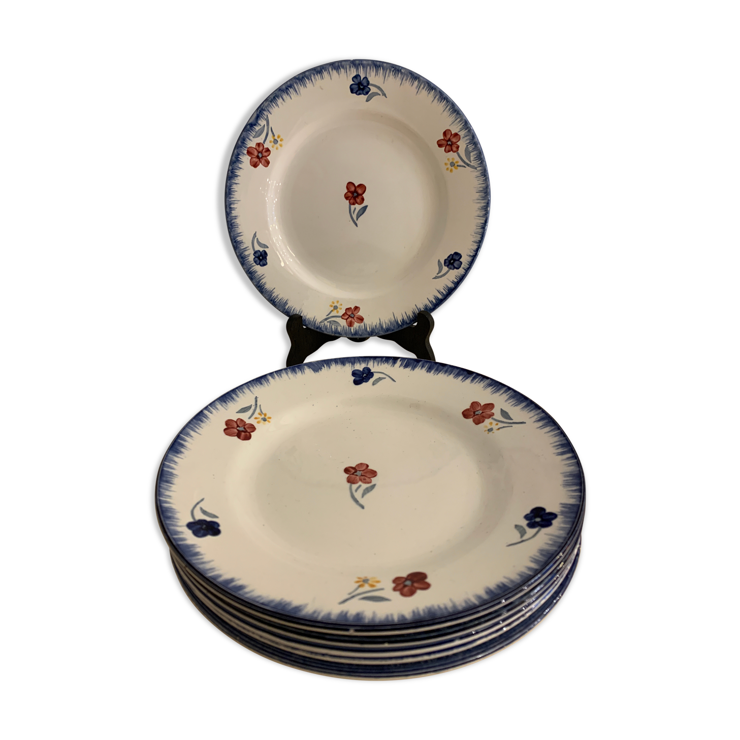 Lot de 6 assiettes plates Digoin Sarreguemines, modèle Mary Lou