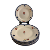 Set of 6 flat plates Digoin Sarreguemines, model Mary Lou
