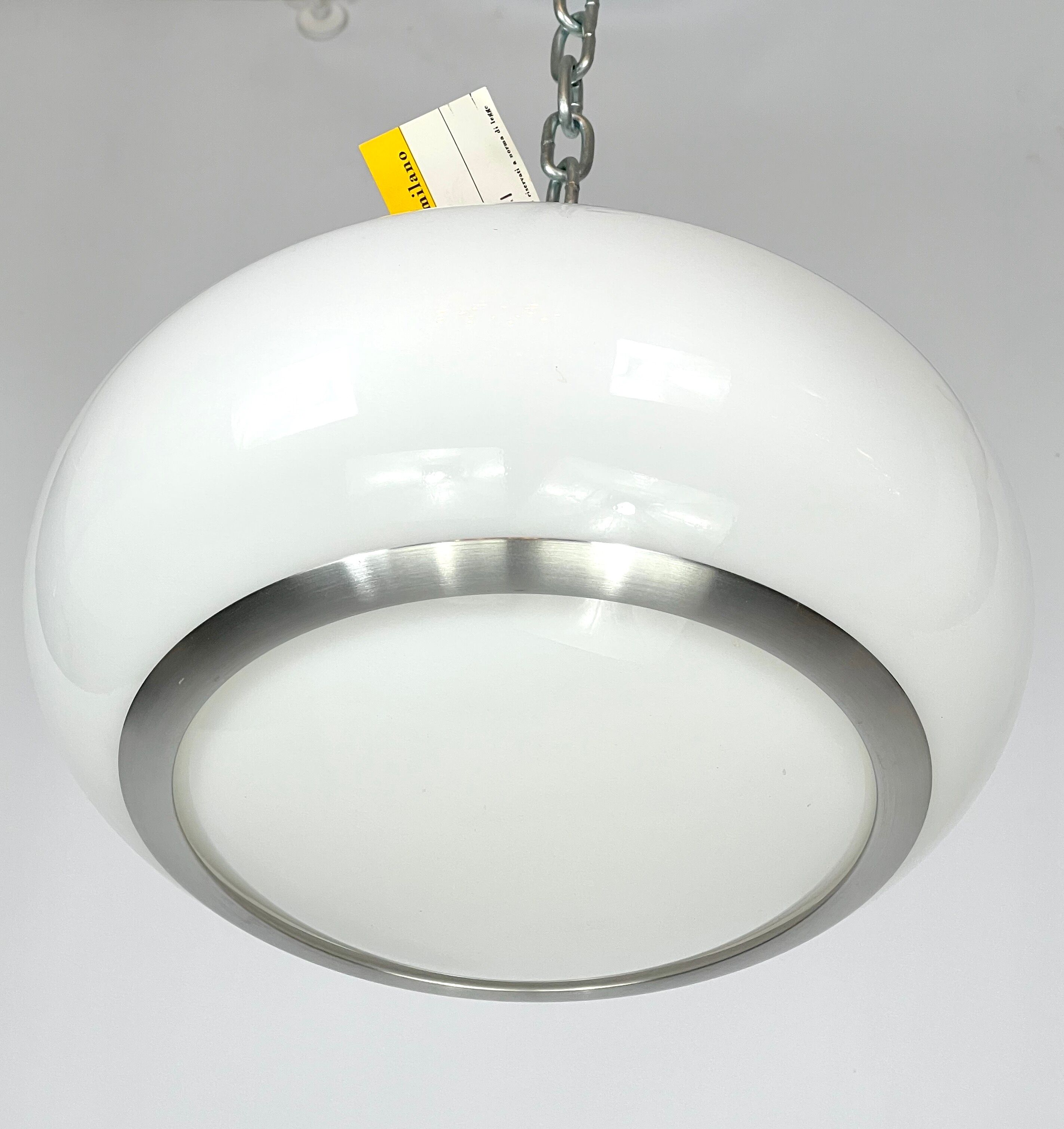 Stilux Milano, white perspex and aluminum ceiling lamp from 60s