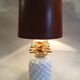 vintage pineapple lamp in ceramics shade brown leather