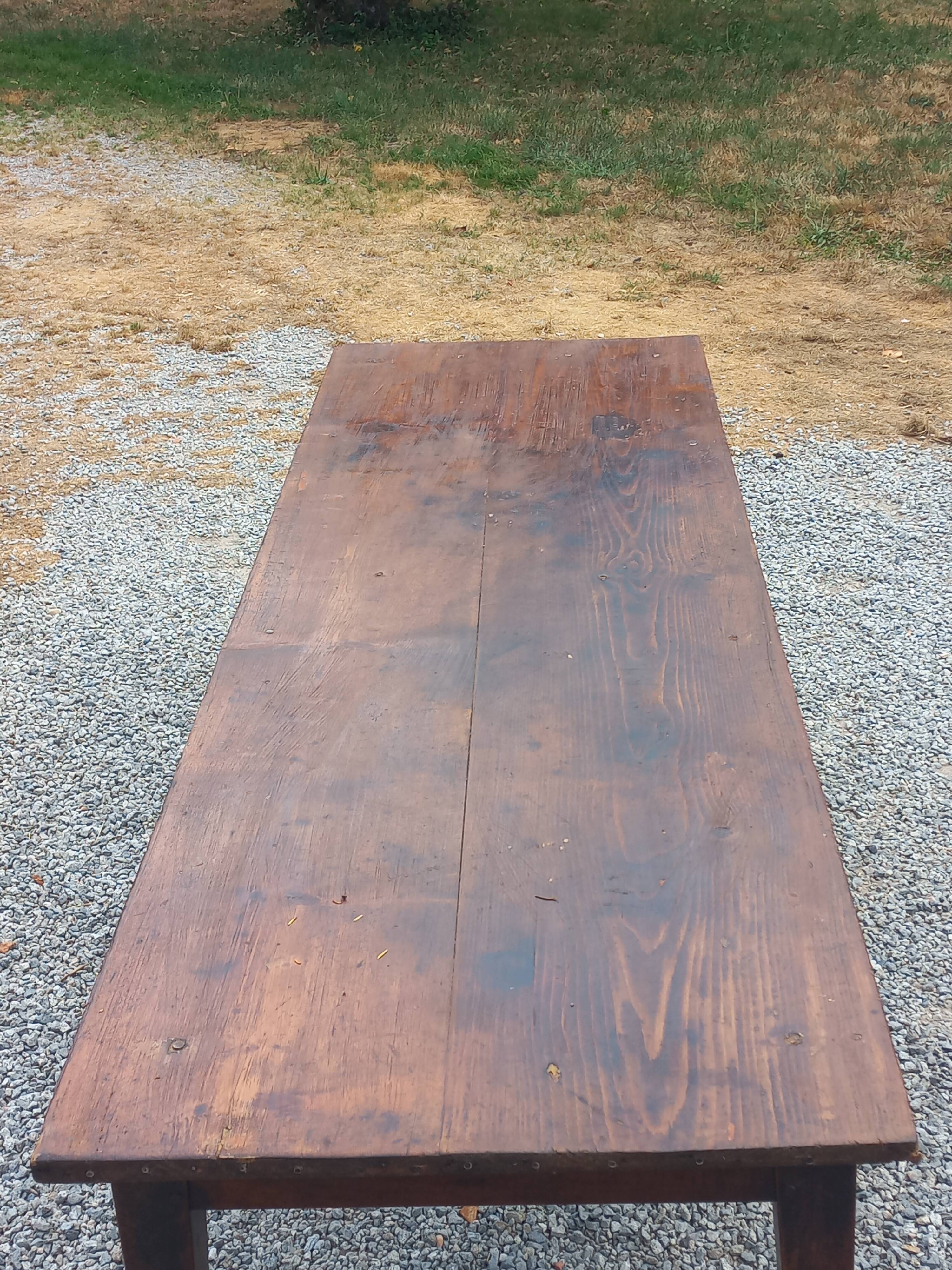 19th century farmhouse table with spindle legs, 225cm