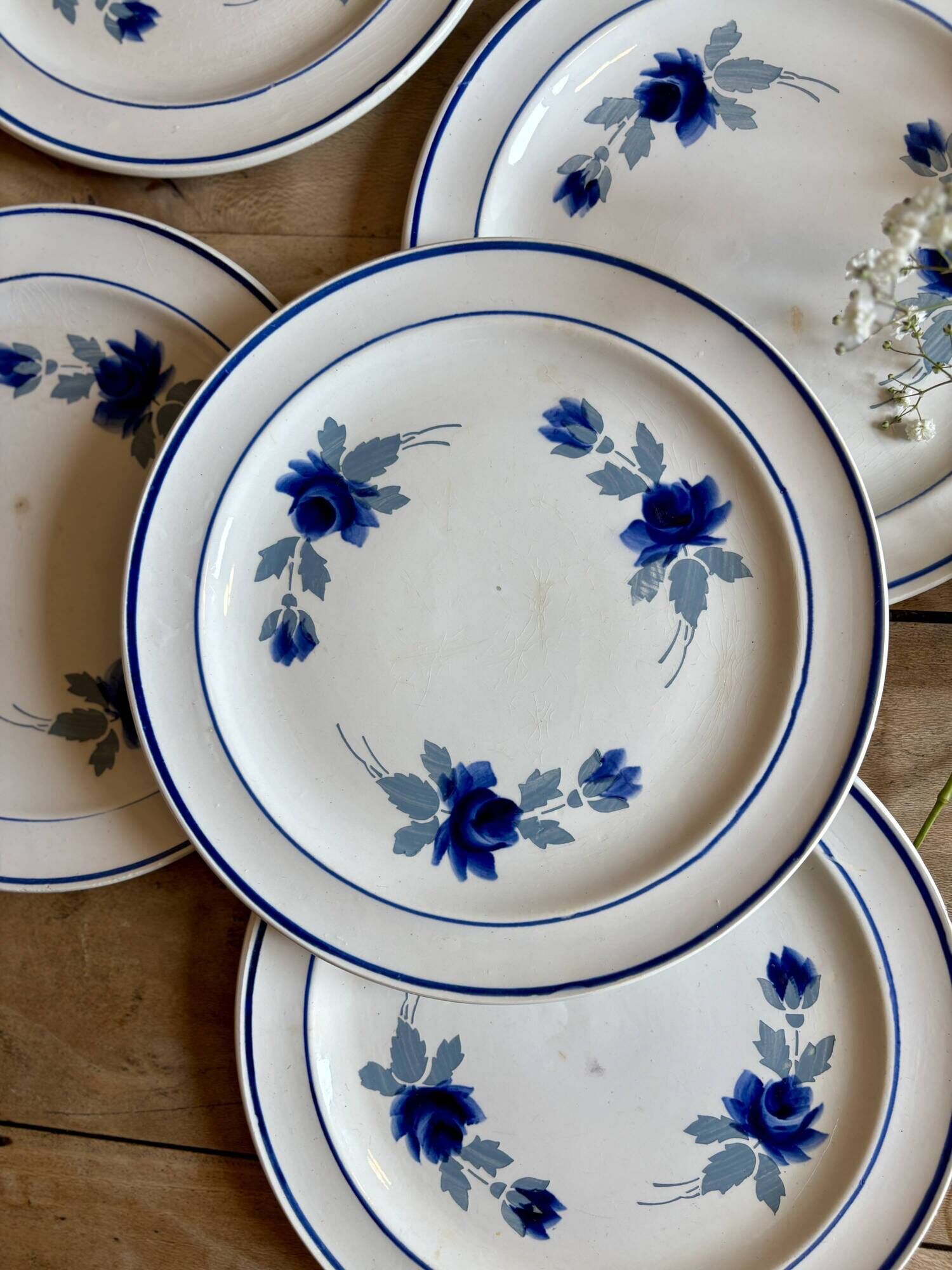 Set of 8 vintage dessert plates, Murcie model by Moulin des Loups