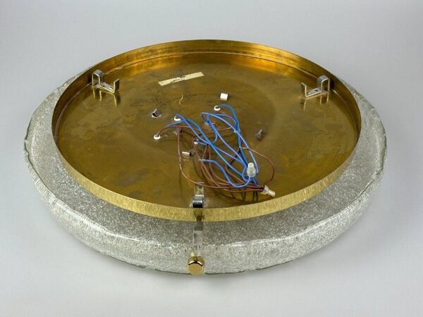 60s 70s Ceiling Light Lamp Plafoniere Flush Mount Ice Glass Hillebrand