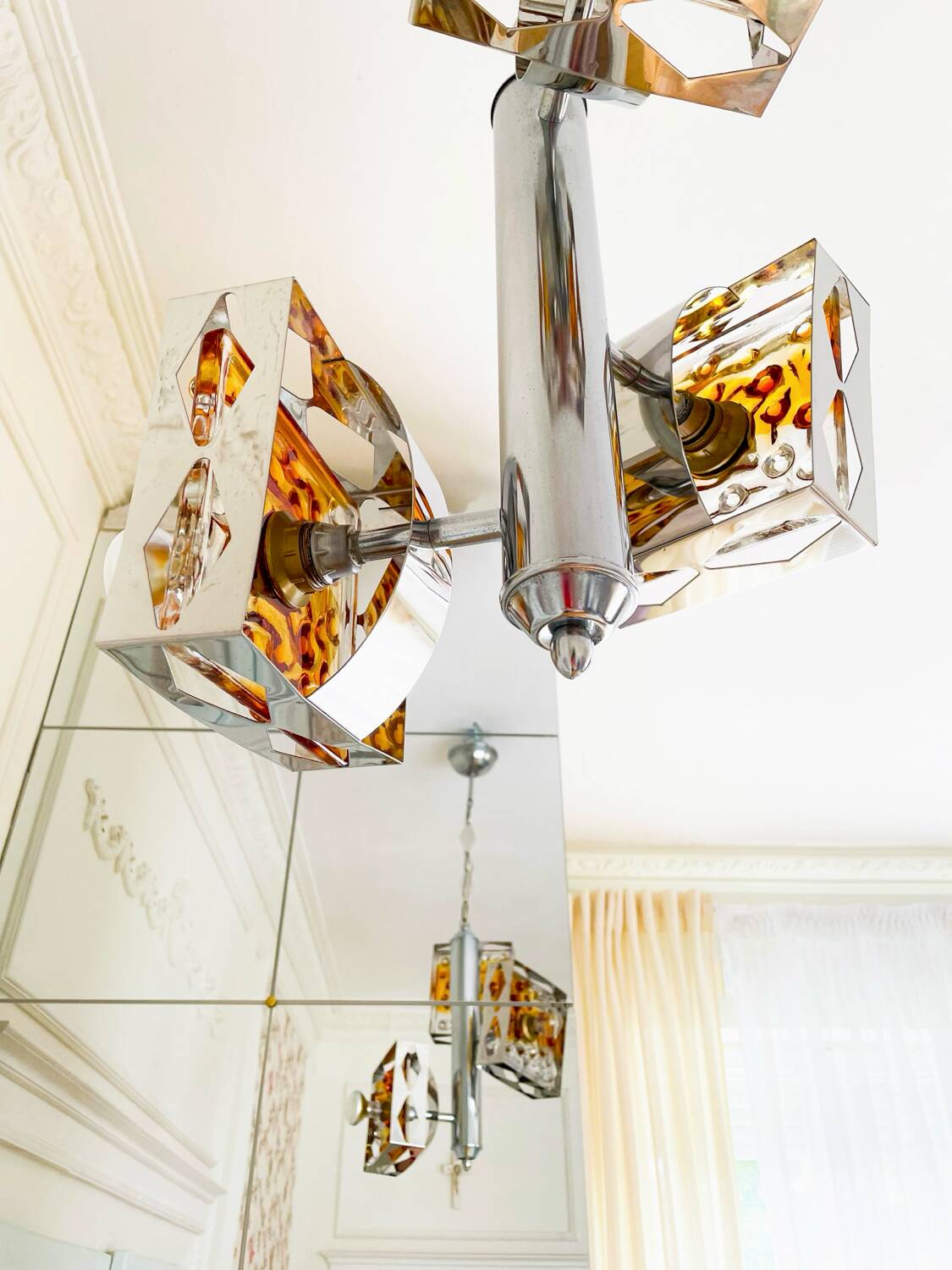 Suspension vintage en verre de Murano par Mazzega – années 70 – verre