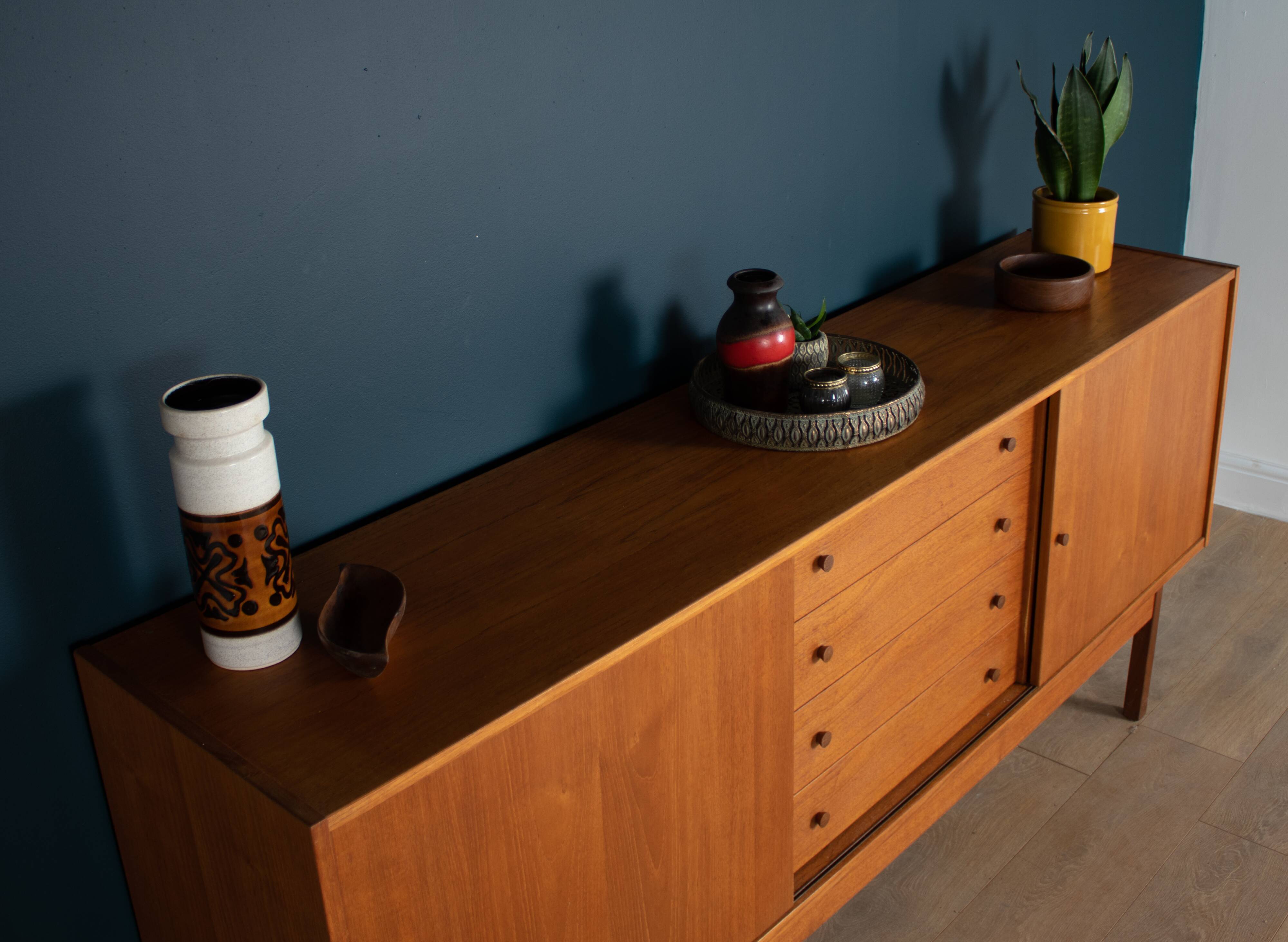 Restored Long Teak Retro 1960s Danish Sideboard