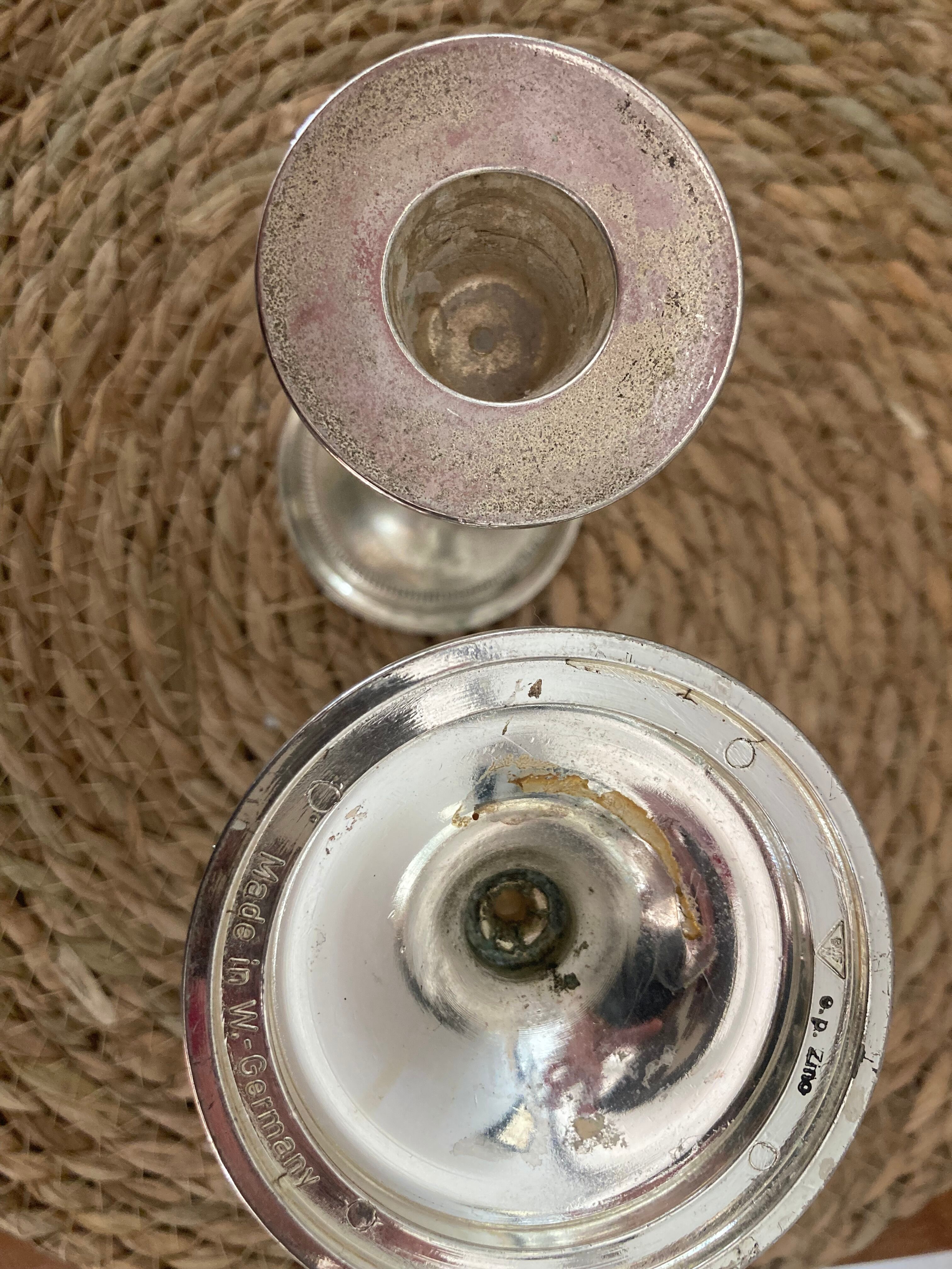 Pair of candlesticks in silver metal W Germany