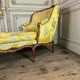 Duchess in Boat, Chaise Longue, Louis XV, Yellow Silk, 18th Century