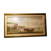 Huile sur toile marouflée ecole bretonne A. Hervé