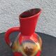 Red and beige glazed ceramic jug, pitcher, carafe, designer and vintage