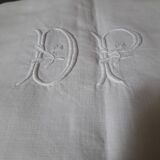 Pair of linen monogrammed pillowcases