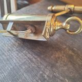 White opaline brass corner wall light