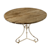 Table tripode bois et fer blanc