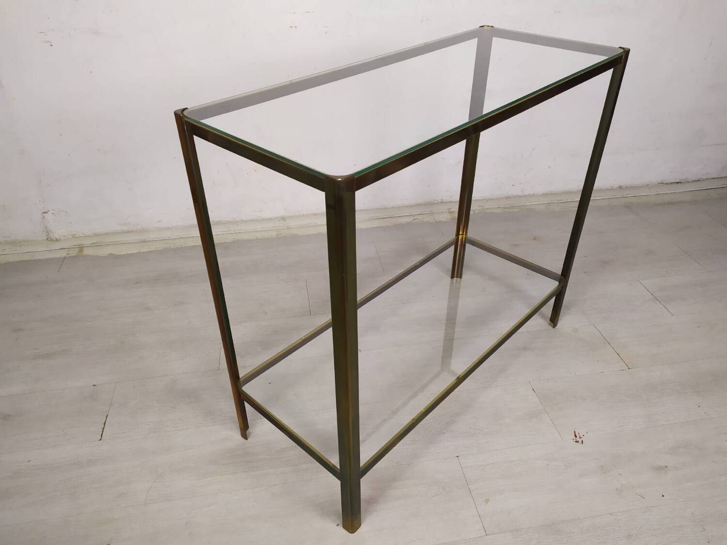 Brass glass console