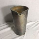 Enamelled ceramic pitcher, 70s, in blue gray