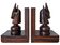 Pair of vintage wooden bookends with stylised horse heads.