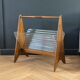 Canelé glass and wood magazine rack - 1950s