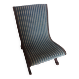 Ancien repose pieds  -- bois & tissu