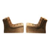 Pair of Modular Armchairs in Brown Corduroy by DUX, Sweden, 1970s