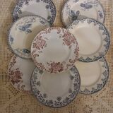 8 mismatched ironstone dinner plates
