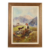 Old painting signed Piero Todeschini, oil on canvas, 1939