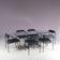 1980s “Tokio” dining table with six “Vienna” chairs by Rodney Kinsman for Bieffeplast, Italy