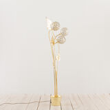 Brass floor lamp in the style of Tommaso Barbi with floral ornaments