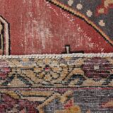 Tapis oriental vintage anatolien rouge bordeaux et noir, laine fait main