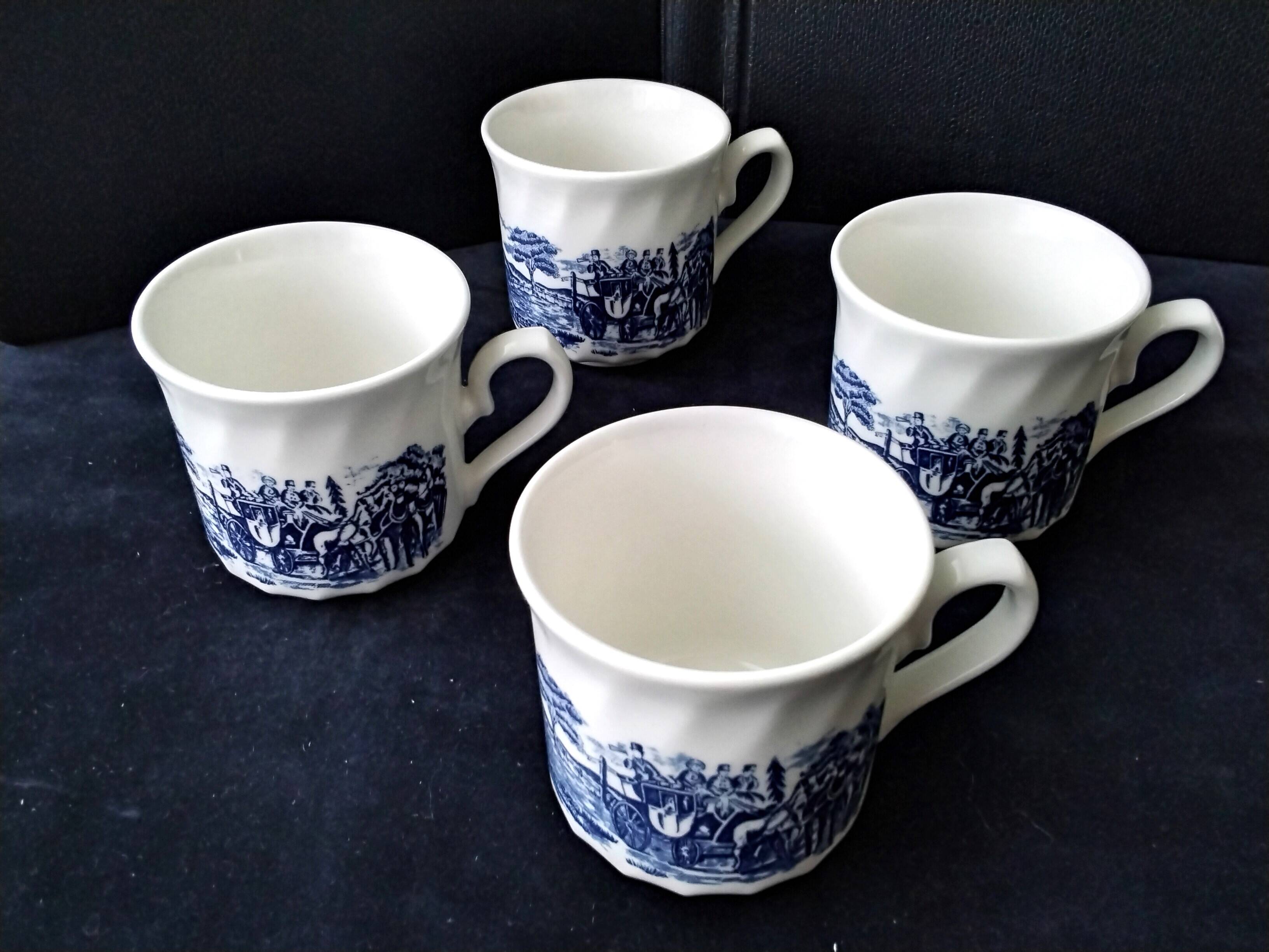 4 porcelain mug or tea cups Johnson Bros Coachings scenes