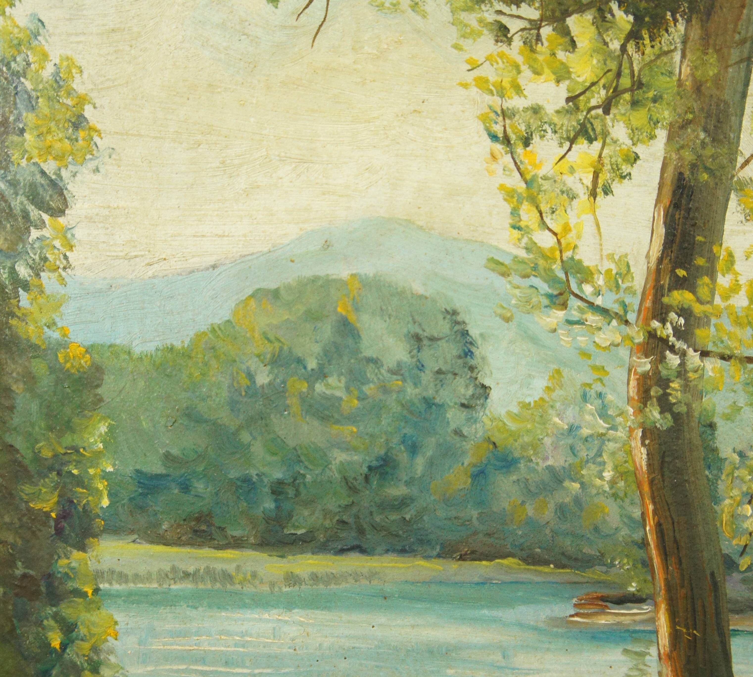 Paysage huile sur bois encadrée C.Peyron