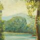 Paysage huile sur bois encadrée C.Peyron