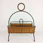 Rattan and metal magazine holder 1960