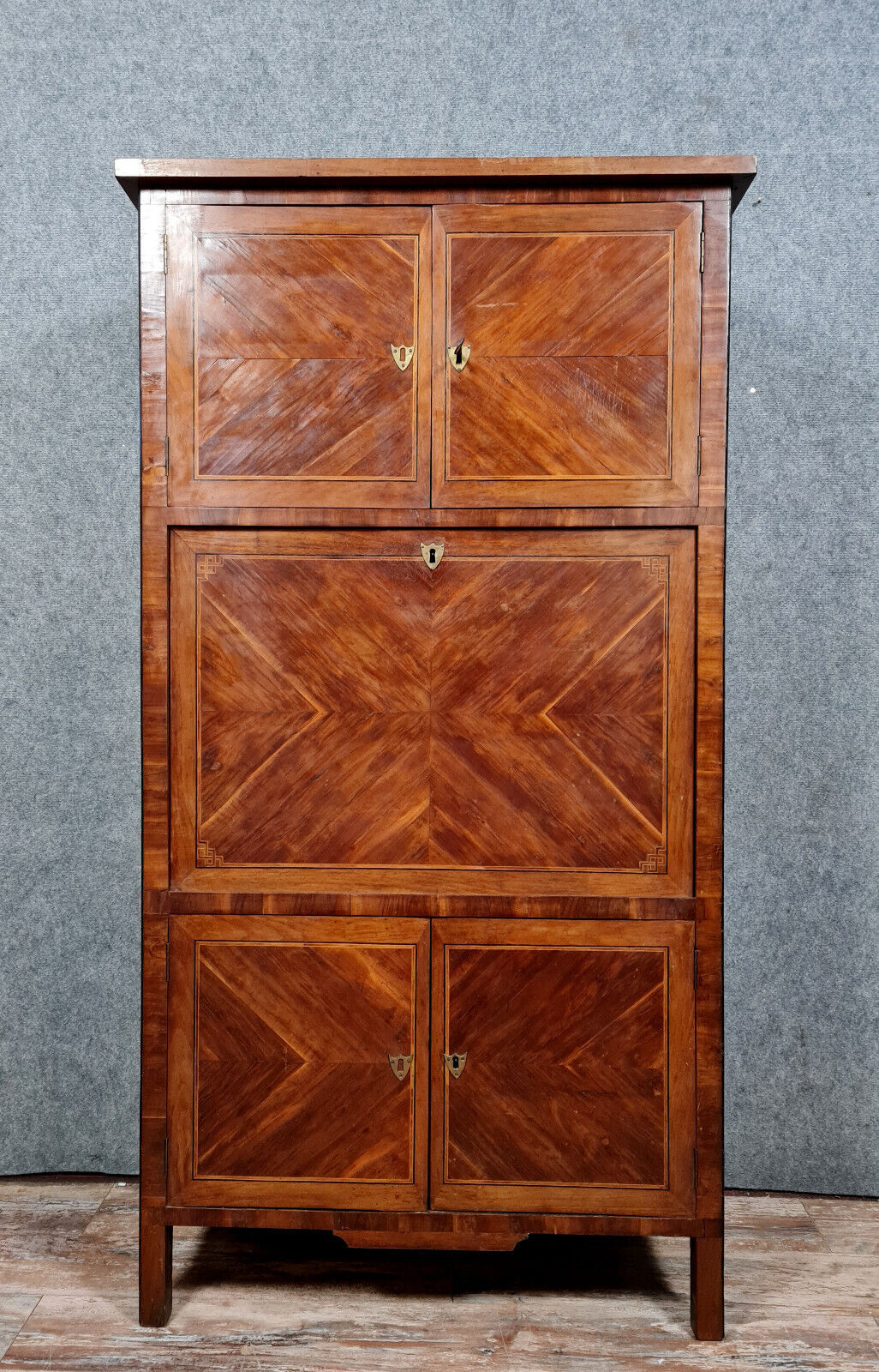 Secretary guillotine Louis XVI era in marquetry around 1760-1780