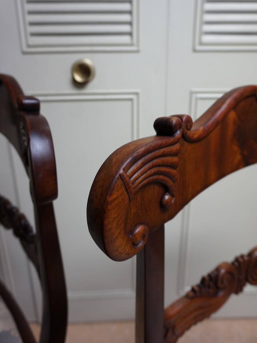 Pair of English Mahogany Sheraton Side Chairs, 1830s