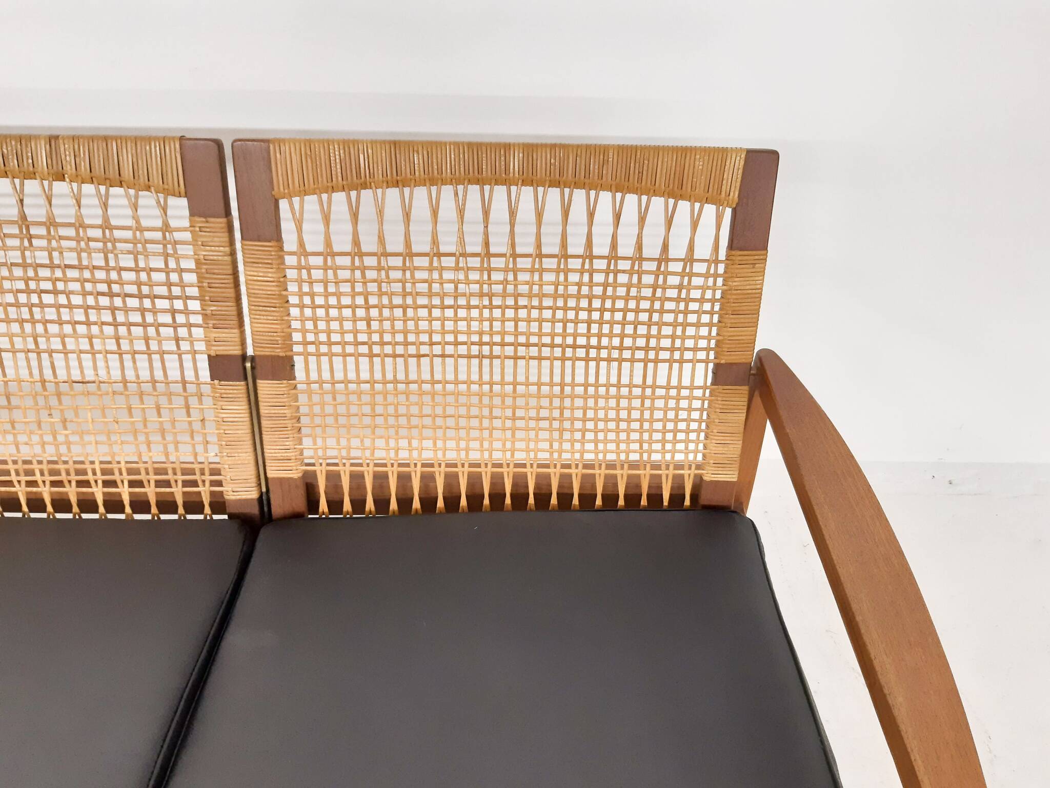 Hans Olsen for Brdr Juul Kristensen, rattan backed sofa, Denmark 1950s