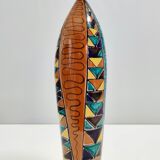 Vintage Multicolored Lacquered Ceramic Vase with Geometric Patterns, Italy