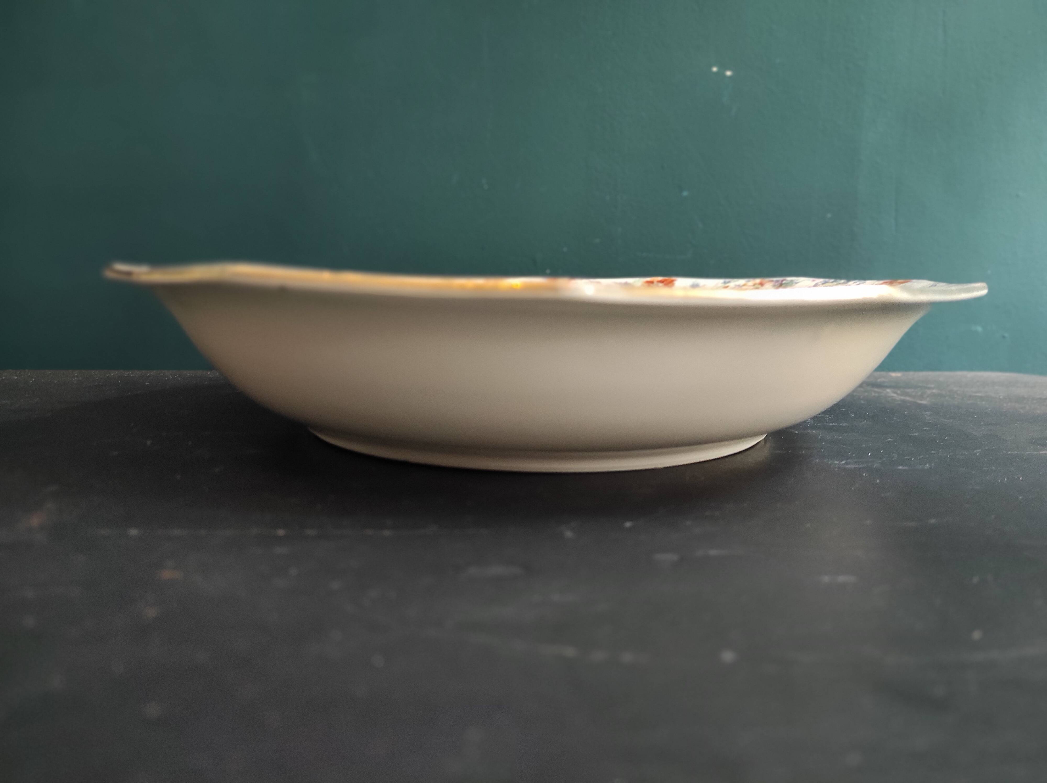 Vintage French salad platter from Le Tallec, Limoges, with colourful floral decoration