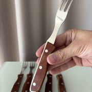 Set of 6 Vintage Sakana Japan Forks | Stainless Steel & Wood Handles