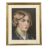 Portrait de femme au pastel signé, 1917