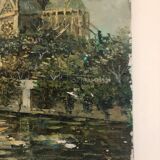 Oil on canvas representing Notre-Dame de Paris post-impressionist