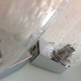 Pair of vintage 1970s-80s glass and chrome wall lights with teardrop shapes