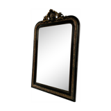 Miroir Napoleon III, noir et or avec fronton 75x112cm