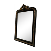 Mirror Napoleon III, black and gold with pediment