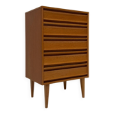 Commode haute en chêne vintage des années 1960, style mid-century.