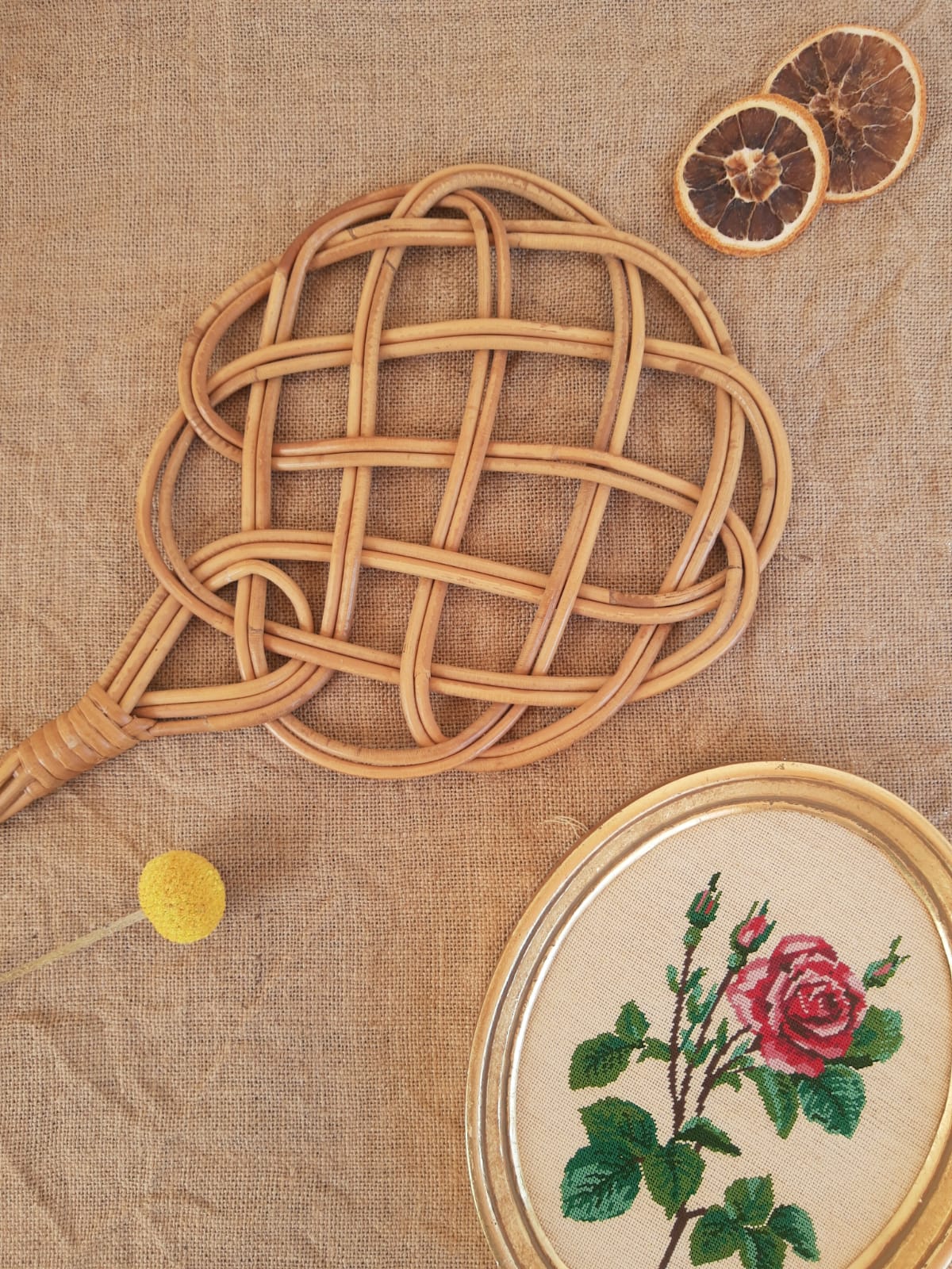 Vintage rattan battoir mat tape