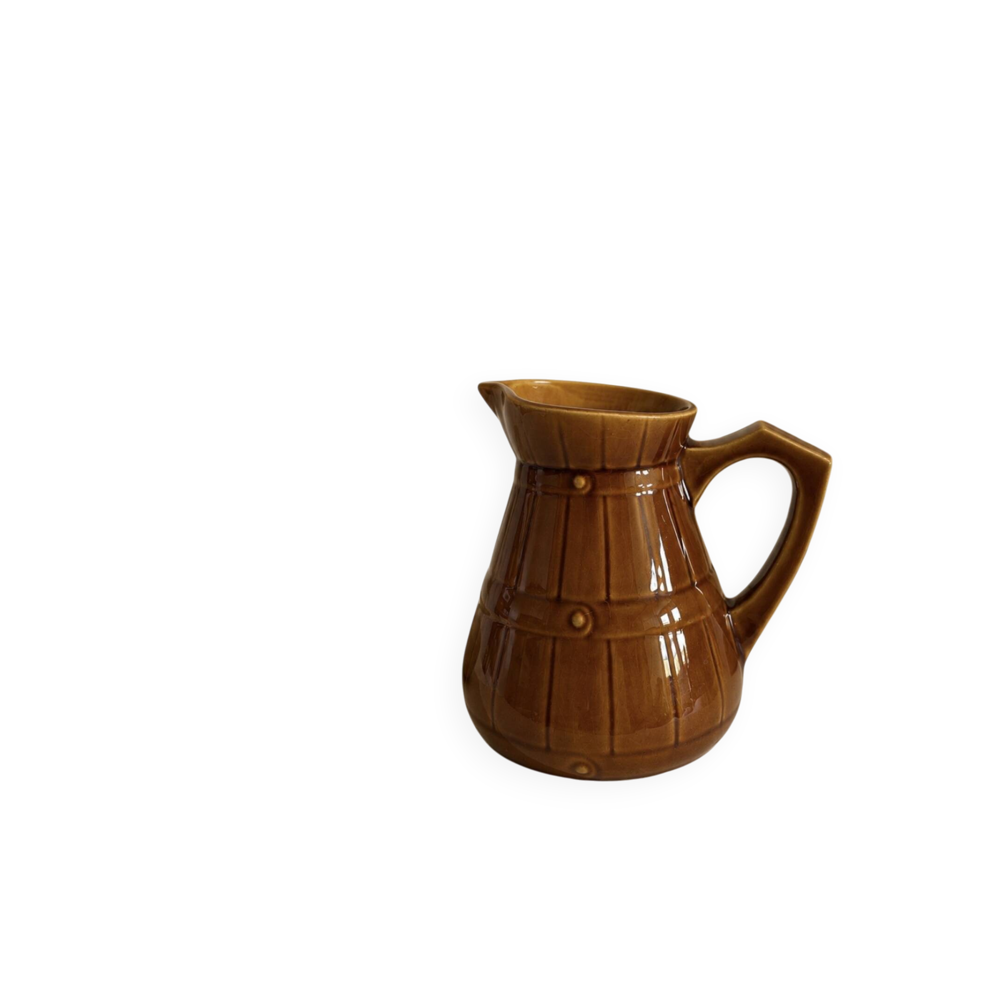 Old earthenware pitcher from Sarreguemines – Barrel model