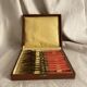 Set of 12 coral and gold dessert forks