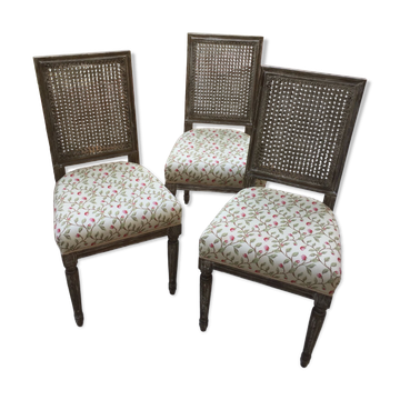 3 Louis XVI style chairs with canned backrest
