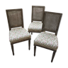 3 chaises de style Louis XVI à dossier canné