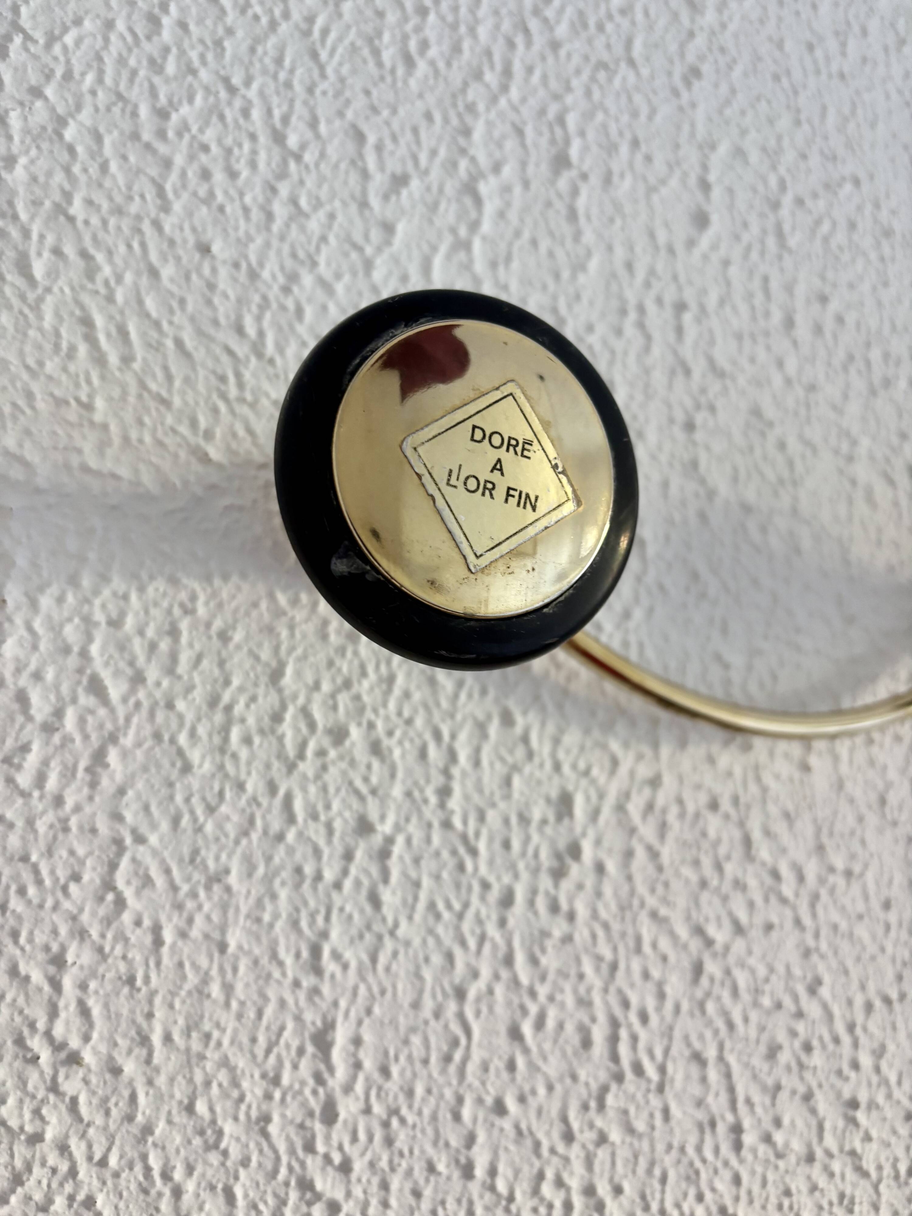 Vintage 1960 gold-plated coat rack with 3 hooks - 45 x 7 cm