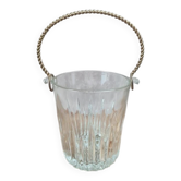 Vintage glass ice bucket with golden handle